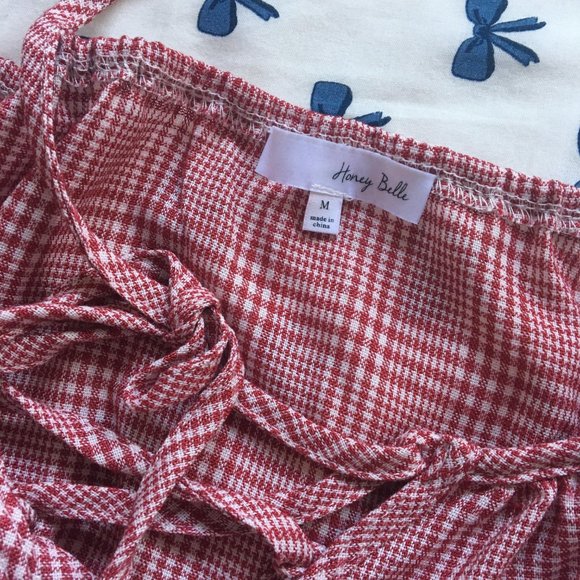 Red Gingham Plaid Crop Top - Picture 4 of 5